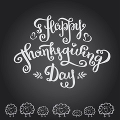 Happy Thanksgiving day.  thanksgiving label,hand drawn lettering