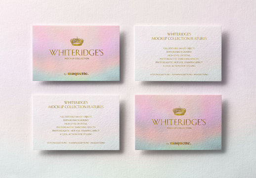 Four Luxury Business Cards with Gold Embossing Mockup 1