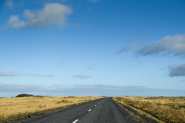 Fototapeta na wymiar empty road and autumn landscape of Iceland