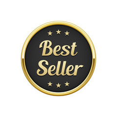 Gold black best seller round badge 