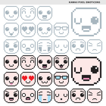 Kawaii Pixel Emoticons