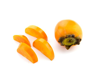 Ripe persimmon fruits isolated on white background
