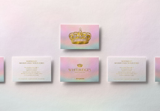 Six Luxury Business Cards with Gold Embossing Mockup 2
