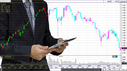 Double exposure of  Finance, target and business concept.