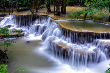 Waterfall in deep forest ,Close up.