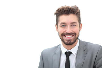 Portrait of a smiling handsome business man  over white backgrou