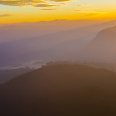 Fototapeta premium Landscape. Sunrise on the mountain Adam's Peak. Sri Lanka.