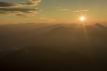 Landscape. Sunrise on the mountain Adam's Peak. Sri Lanka.