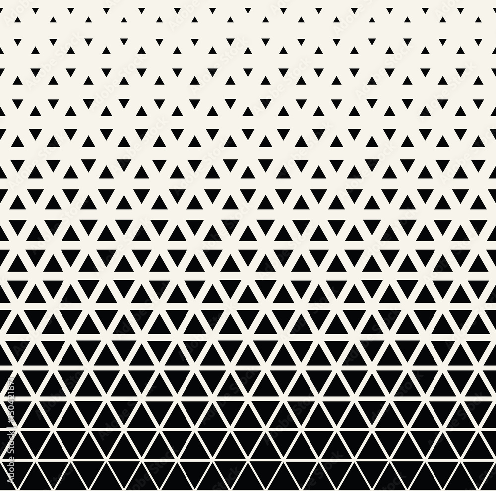 Wall mural abstract geometric black and white graphic design triangle halftone pattern