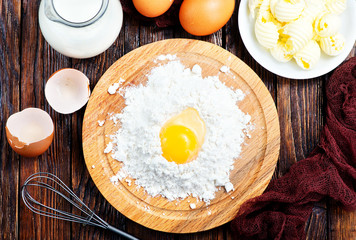flour,milk, butter and eggs