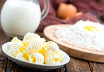 Obraz na płótnie Canvas flour,milk, butter and eggs