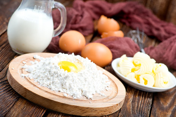 flour,milk, butter and eggs