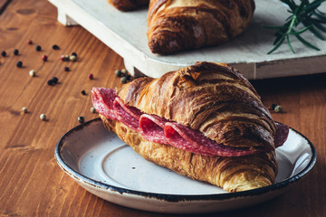 croissant with salami