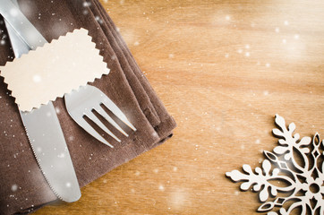 Winter Table Setting. Christmas Culinary Background.