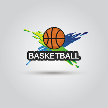 Ball symbol BasketBall Logo Badge. Sport emblem element