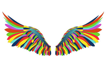 Obraz na płótnie Canvas Wings. Vector illustration on white background. Colorful rainbow