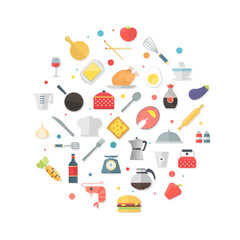 Food and kitchen items icons - vector collection