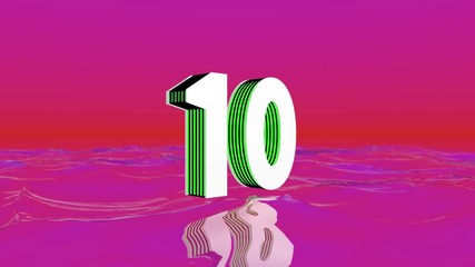 Top 10 countdown with Top ten text intro, ideal for online videos and top ten channels. Featuring a red/ violet background, water reflection, detailed design in 4K and HD
