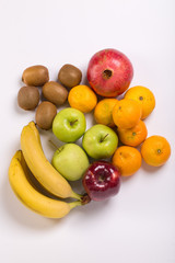 Fresh fruits on white background
