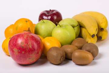 Fresh fruits on white background