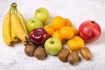 Fresh fruits on white background