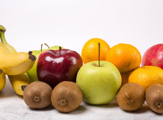 Fresh fruits on white background
