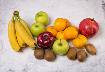 Fresh fruits on white background