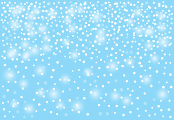 Fototapeta premium Winter background with falling snow on blue background. Vector illustration.