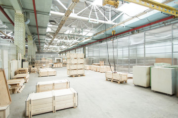 Large modern warehouse in the factory