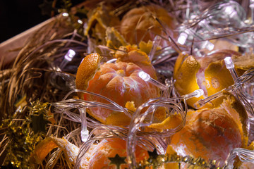 mandarins with christmas garlands