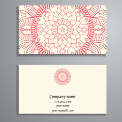 Business Card. Vintage decorative elements. Ornamental floral bu