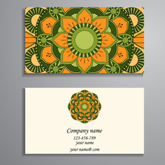 Business Card. Vintage decorative elements. Ornamental floral bu