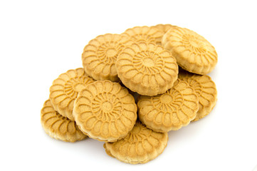 Shortbread biscuits on a white background