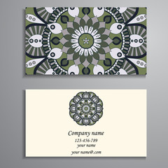 Business Card. Vintage decorative elements. Ornamental floral bu