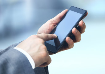 Man hand holding phone