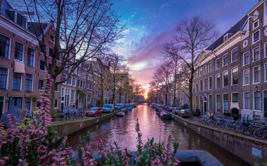 Amsterdam. View to the one of Amsterdam's many canals