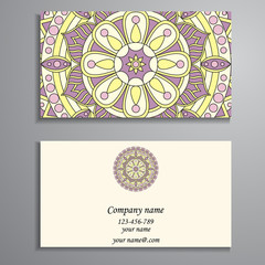 Business Card. Vintage decorative elements. Ornamental floral bu