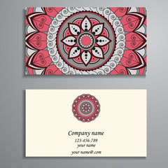 Business Card. Vintage decorative elements. Ornamental floral bu