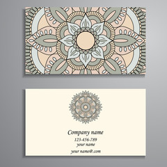 Business Card. Vintage decorative elements. Ornamental floral bu