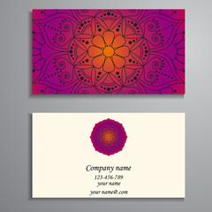 Business Card. Vintage decorative elements. Ornamental floral bu