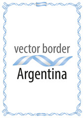 Frame and border of ribbon with the colors of the Argentina flag