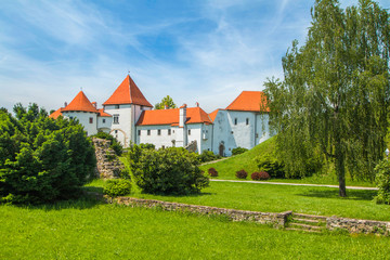 Fototapeta na wymiar City park and old castle in Varazdin, Croatia