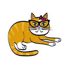 Cute cat cartoon icon vector illustration graphic design