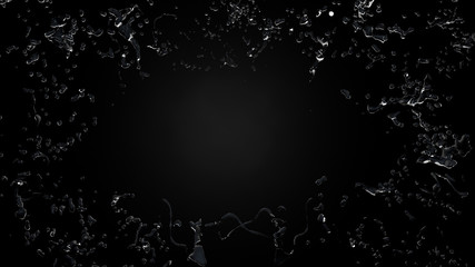 Splash water on a black background. 3D illustration, 3D renderin