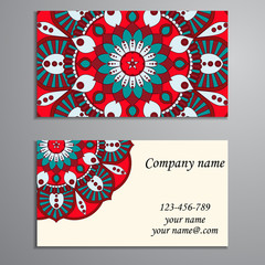 Business Card. Vintage decorative elements. Ornamental floral bu