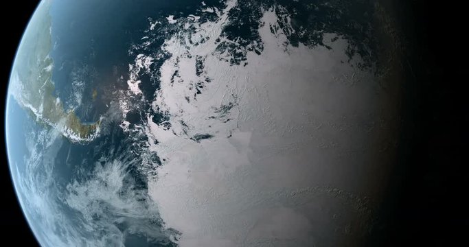 Orbiting over South Pole 3D Animation 4K