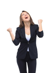 Portrait of successful winner celebrating