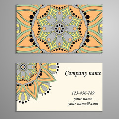 Business Card. Vintage decorative elements. Ornamental floral bu