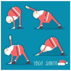 Santa claus doing yoga isolated illustration