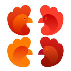 Happy New 2017 Year Rooster Bird Sign Asian Horoscope Flat Vector Illustration